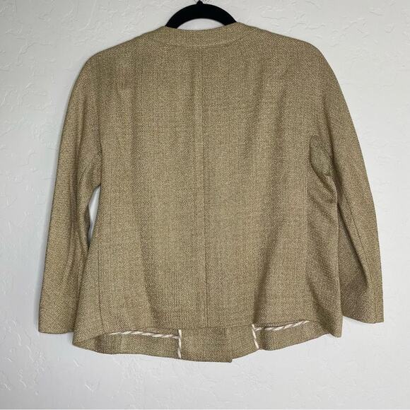 Etro Milano Tan Metallic Knit Lightweight Three Button 3/4 Sleeve IT 42 XL - Picture 10 of 11